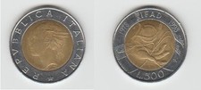 Moneta 500 Lire Ventennale IFAD 1978-1998  Bimetallica - Italia Repubblica