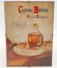 VECCHIA ROMAGNA COGNAC BUTON LOCANDINA PUBBLICITARIA 18 CENTIMETRI