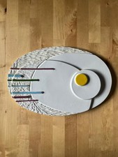 Scultura Ceramica Luigi Veronesi Piatto Maiolica Policroma Milano 1981