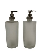 2 PORTA DOSA SAPONE LIQUIDO DISPENCER VETRO SATINATO TRASPARENTE BAGNO CUCINA