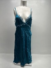 Blumarine X Salvatore Piccione Abito Seta Spaghetti Strap Regolabile Pizzo Blu 6