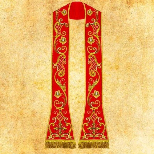 Stola romana ricamata rossa
