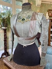 Antico corpetto edoardiano verde COSÌ COM'È 