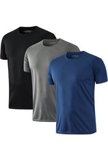 Confezione da 3 Magliette da Corsa Uomo Sport Top Dry Fit Palestra Wicking...
