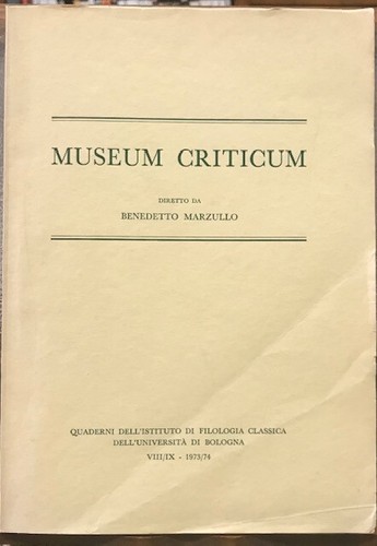 Museum criticum diretto da - criticum.,,