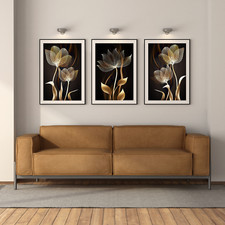 Set 3 stampe su tela Fiori
