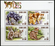 Sierra Leone 2015 gatti, Chartreux, Kurilian Bobtail, Devon Rex, Toyger, Animals, MNH