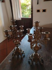 Maestosa coppia di candelabri, bronzo dorato, '800