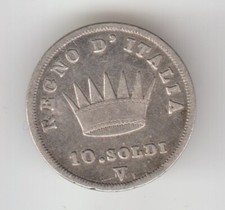 NAPOLEONE 10 SOLDI ARGENTO 1812 VENEZIA RARA #ANT