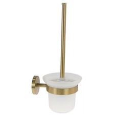 Porta scopino per wc in acciaio oro con bicchiere vetro satinato