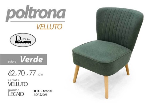 Poltrona sedia velluto verde - sedia,