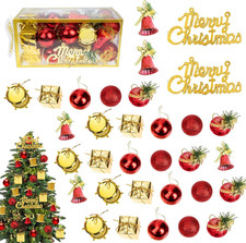 32 Pezzi Palle Appese per Albero Di Natale, Palline Di Natale Rosso E Oro, Infra