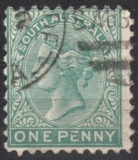 SG167 Sn:#64 1876 1d AUSTRALIA Regina Vittoria, usato HH