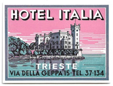 ETICHETTE PER VALIGIA - HOTEL ITALIA - VIA GEPPA, 15 - TRIESTE