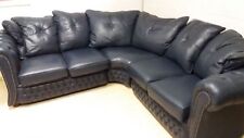 Divano Chesterfield / chester in pelle originale inglese ad angolo 5 sedute blu