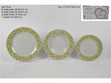 x Set Servizio 19 Piatti In Porcellana Piani Fondi Frutta Coppa Cuori Giallo dfh