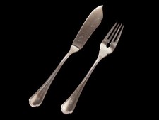 VINTAGE BROGGI MILANO SET 12 POSATE PESCE ALPACCA ARGENTATE MODELLO SERBELLONI