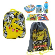 Pokemon Pikachu Zainetto 3D Scuola Asilo Portamerenda Tazza Borraccia Sacca