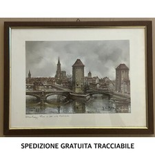 Dipinto Quadro DISEGNO RIPRODUZIONE STAMPA Cattedrale Made In France 1974 Paris