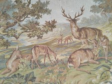 Arazzo Antico GIGANTE cm.288 LINO Cottone Natura Animali Cane vintage