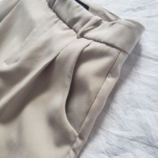 Zara donna taglia XS pantalone elegante beige vita alta plissettato