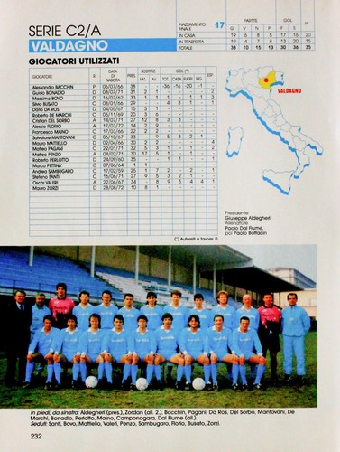 Valdagno serie 1991 - valdagno, 1991-1992