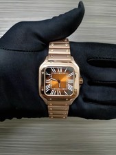 Square Pilot Oro Rosa | Arancione Sunburst | Acciaio Integrato | 38mm | Quarzo