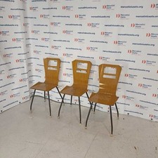 Sedie Vintage Stile Carlo Ratti Ferro Compensato Set 3 Sedie Design Anni 70