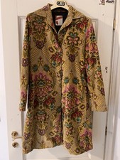 Cappotto Fornarina Donna M Giallo Maioliche Fiori Vintage Vecchio Bottoni Usato