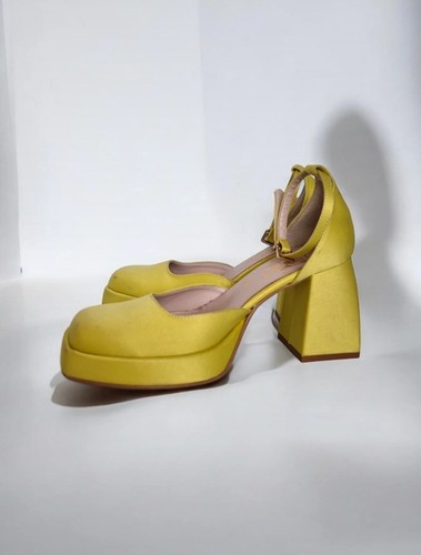 Scarpe tacco raso gialle - , 39