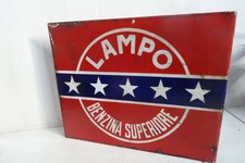 insegna smaltata Lampo benzina superiore old sign Alfa Romeo Fiat Lancia