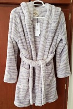 ABITO CORTO CON CAPPUCCIO UGG DONNA AARTI *TAGLIA XL *ZEBRATO GRIGIO NUVOLOSO *NUOVO CON ETICHETTE