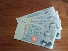 Italia 4 Banconote Da 1000 Lire Verdi In Fior Di Stampa