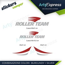 Kit completo 6 adesivi camper ROLLER TEAM, loghi stickers carvan