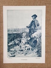 Eugenio Cecconi Il Braccaiolo Maremmano 1890 Caccia in Maremma Stampa del 1899