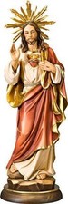 SCULTURA IN LEGNO DEL SACRO CUORE DI GESU'  CM 26