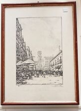 Incisione all’acquaforte Napoli Mercato di A. Carminati 1924 con cornice (P693)