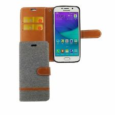 Custodia Per Samsung Galaxy S6 Cover Wallet 360 Case Bumper Grigio