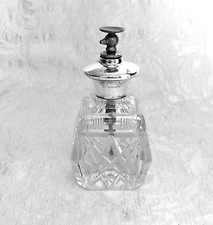 Sterling Silver Collar & Cut Glass Atomizer Scent Perfume Bottle c1920s Art Deco