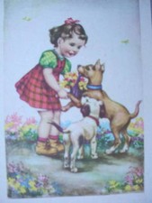 9193 AK Bambina Con Cani Jack