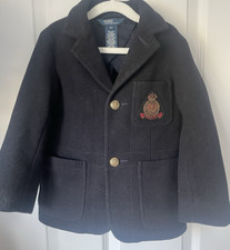 POLO RALPH LAUREN BLU NAVY LANA% BLAZER CON EMBLEMA PERLINE ETÀ 4Y