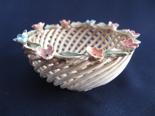 Cestino tondo con fiori - cestino,