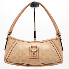 Gucci Abbey GG Borsa a tracolla in tela borsa baguette pelle rosa beige 130939