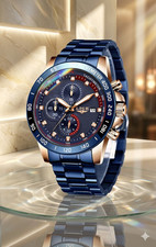 Orologio Uomo Lusso Blu Oro