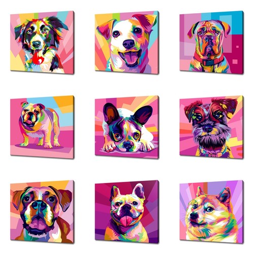 Quadro stampa tela cani - su,