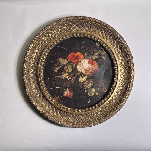 Round gold metal floral - gold,