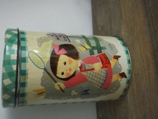 scatola di latta colorata HELLER  con bimba e farfalle anni Sessanta