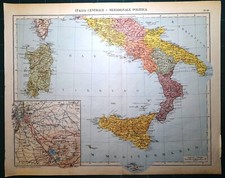 ITALIA CENTRALE E MERIDIONALE fine 2° guerra mondiale Carta geografica del 1947