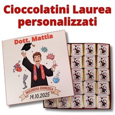 50 Cioccolatini personalizzati Laurea in scatola - battesimo, sposi, 18 anni