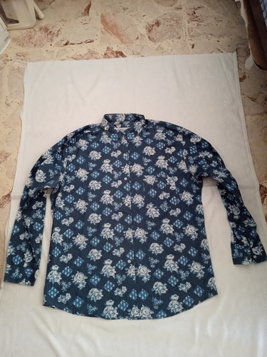 Camicia blu con - , stampa